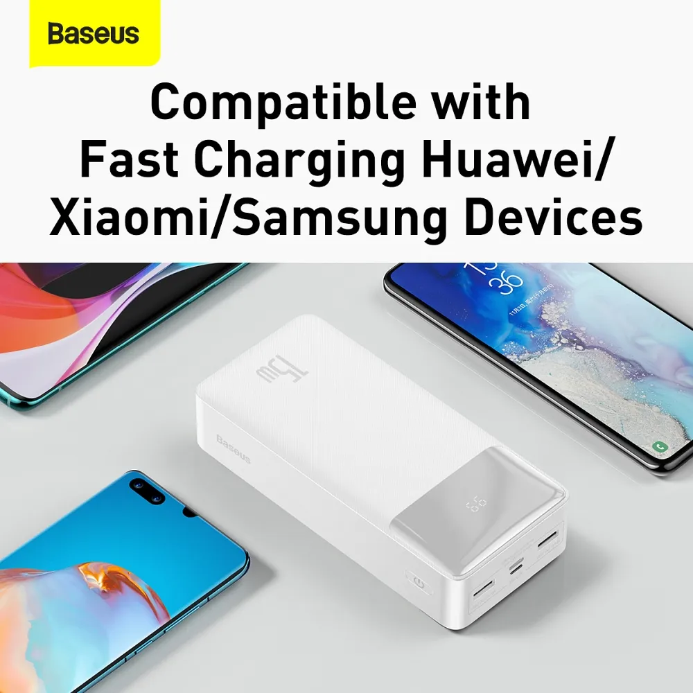 BASEUS powerbank 30 000 mAh + cable USB A do Micro USB PD QC3.0 3A 15W PPBD050202 white - Image 10