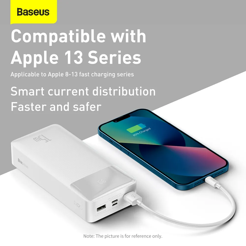 BASEUS powerbank 30 000 mAh + cable USB A do Micro USB PD QC3.0 3A 15W PPBD050202 white - Image 9