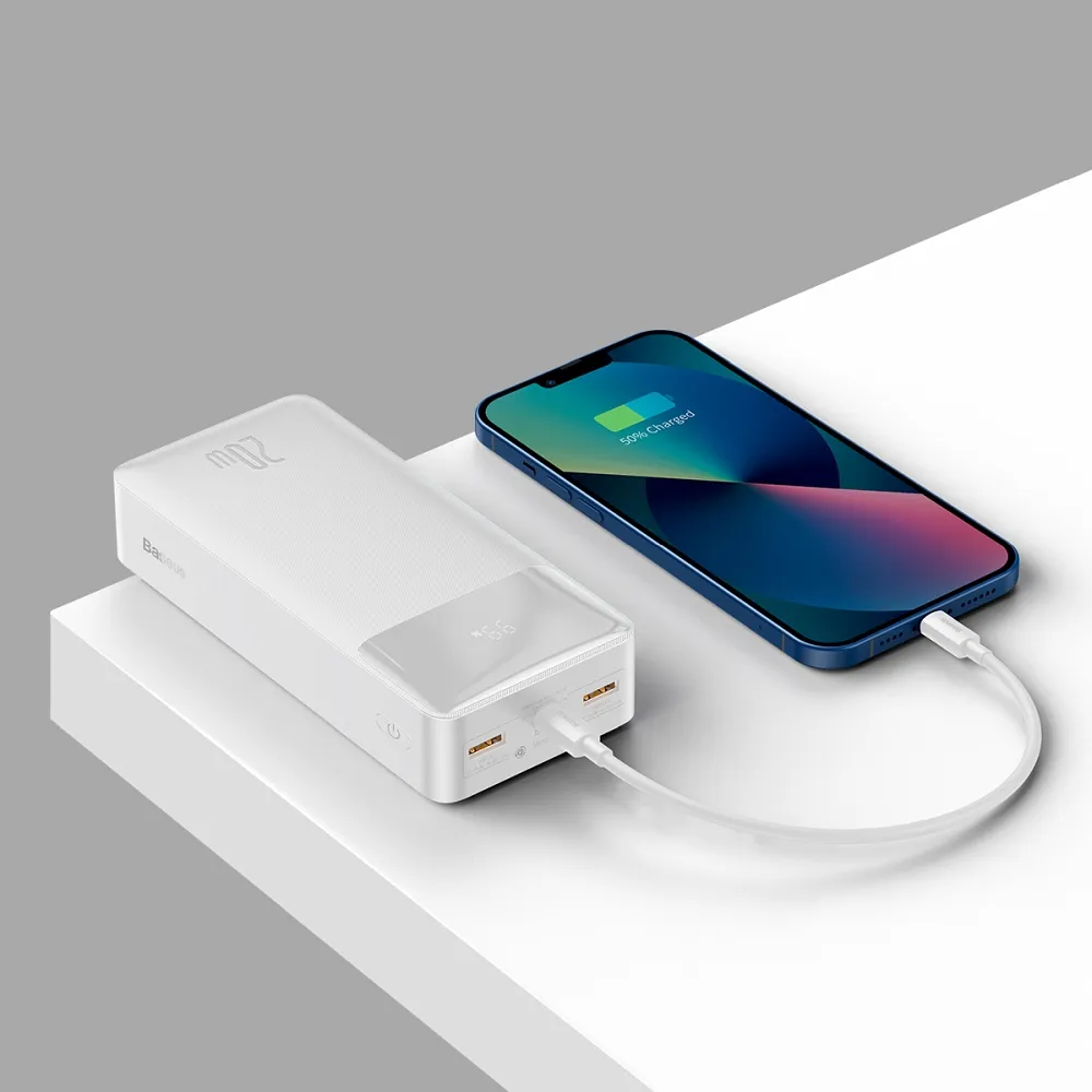BASEUS powerbank 30 000 mAh + cable USB A do Micro USB PD QC3.0 3A 20W PPBD050402 white - Image 6