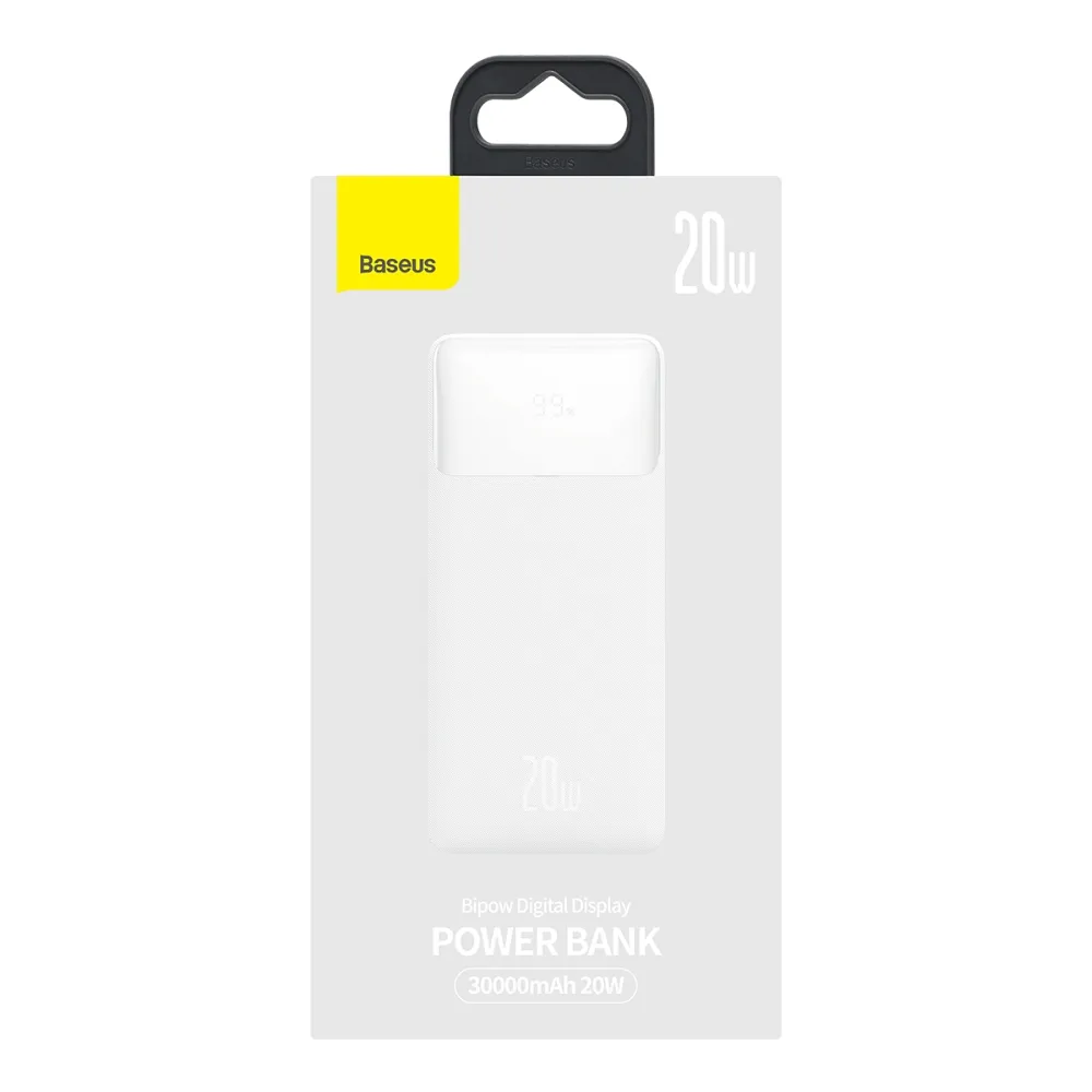 BASEUS powerbank 30 000 mAh + cable USB A do Micro USB PD QC3.0 3A 20W PPBD050402 white - Image 15