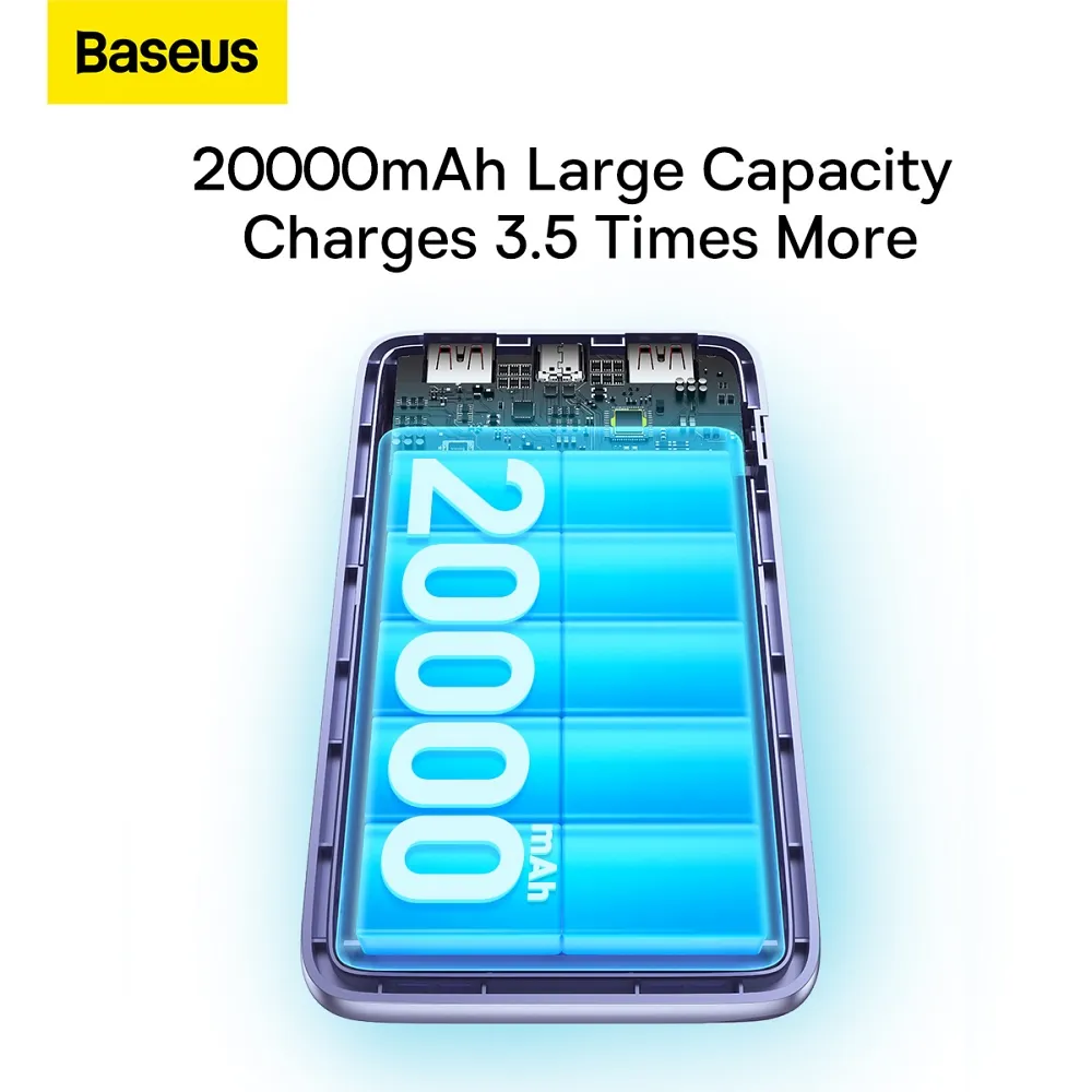 BASEUS powerbank 20 000 mAh + cable USB A to Type C PD QC3.0 3A 22,5W PPBD040305 purple - Image 9