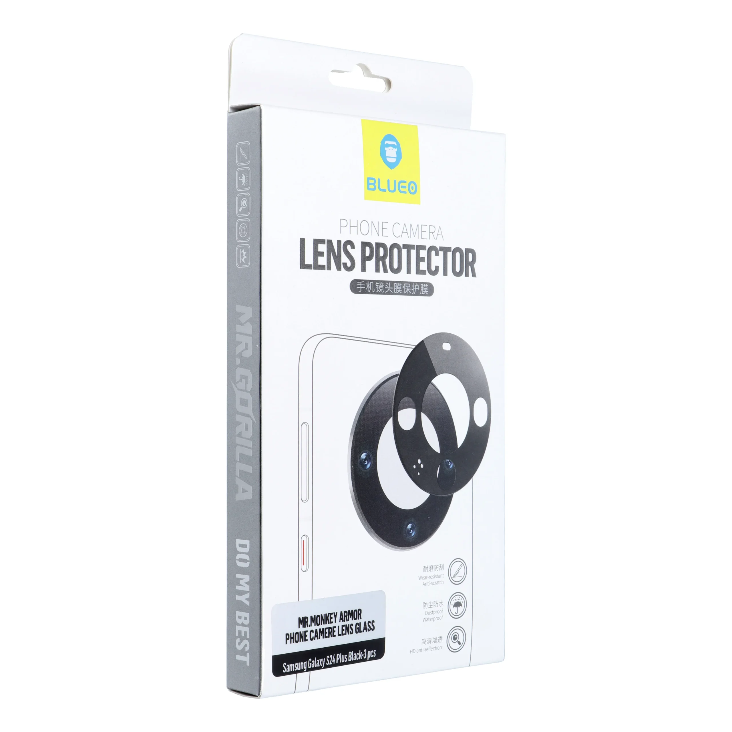 5D Mr. Monkey Armor Camera Glass (Hot Bending) - for Samsung Galaxy S24 black