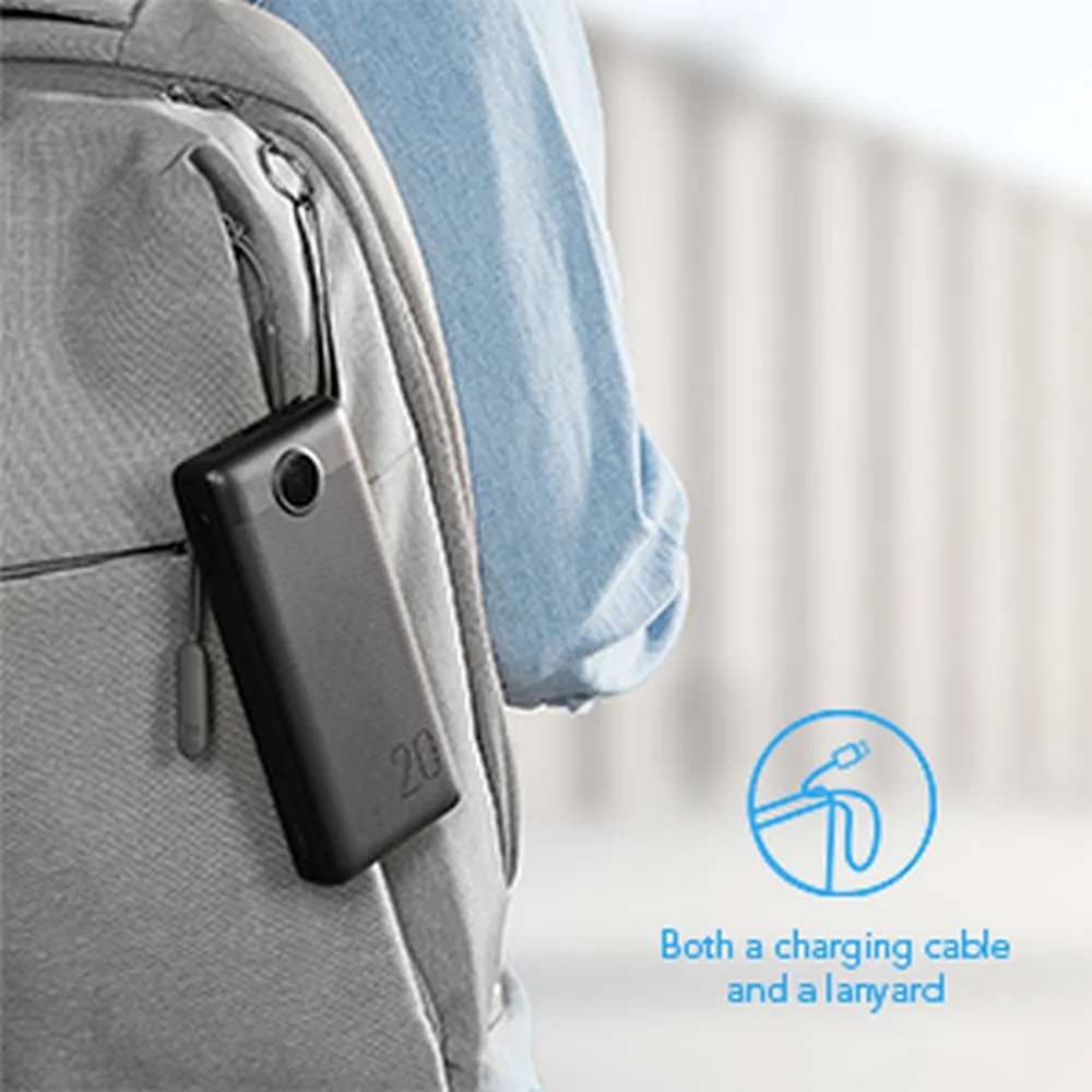 VEGER 20 000 mAh-s powerbank beépített Micro USB / Type C / Lightning C20 kábelekkel (W2047), fekete - Image 14
