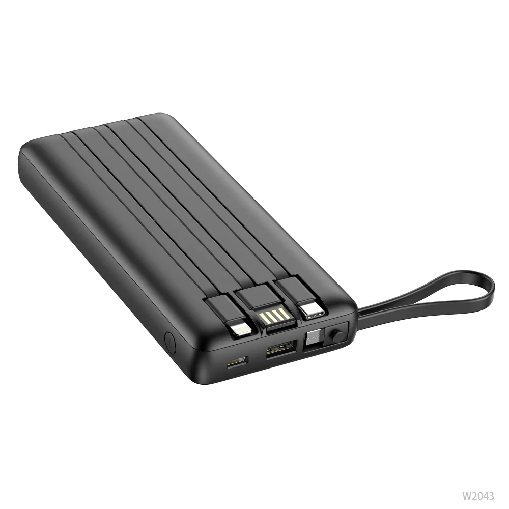 VEGER 20 000 mAh-s powerbank beépített Micro USB / Type C / Lightning C20 kábelekkel (W2047), fekete - Image 4