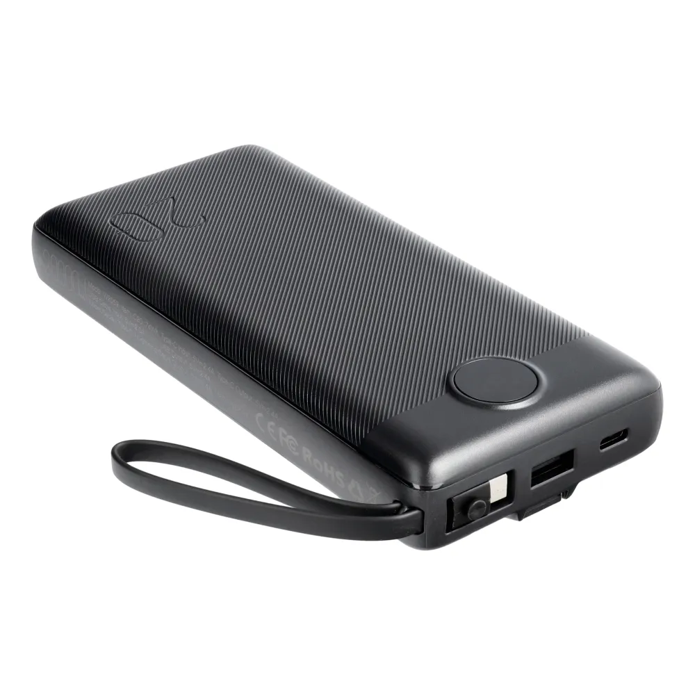 VEGER 20 000 mAh-s powerbank beépített Micro USB / Type C / Lightning C20 kábelekkel (W2047), fekete - Image 3