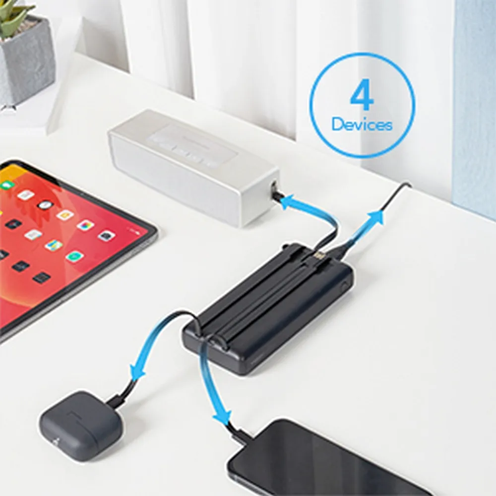 VEGER 20 000 mAh-s powerbank beépített Micro USB / Type C / Lightning C20 kábelekkel (W2047), fekete - Image 11