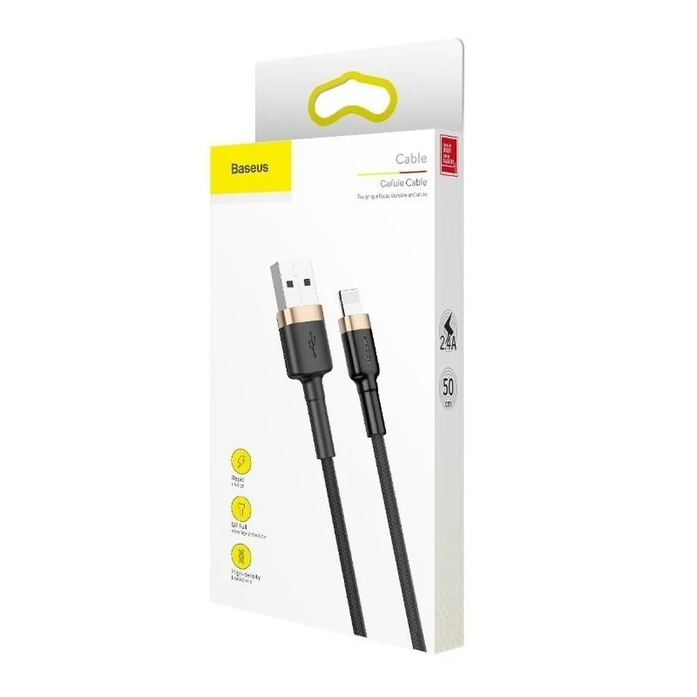 BASEUS cable USB A to Lightning 2,4A Cafule CALKLF-BV1 1 m black gold - Image 8