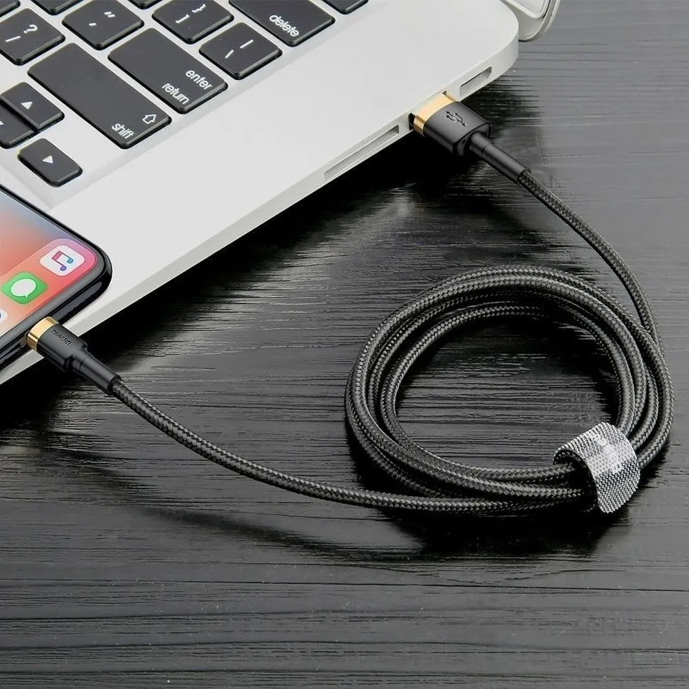 BASEUS cable USB A to Lightning 2,4A Cafule CALKLF-BV1 1 m black gold - Image 7