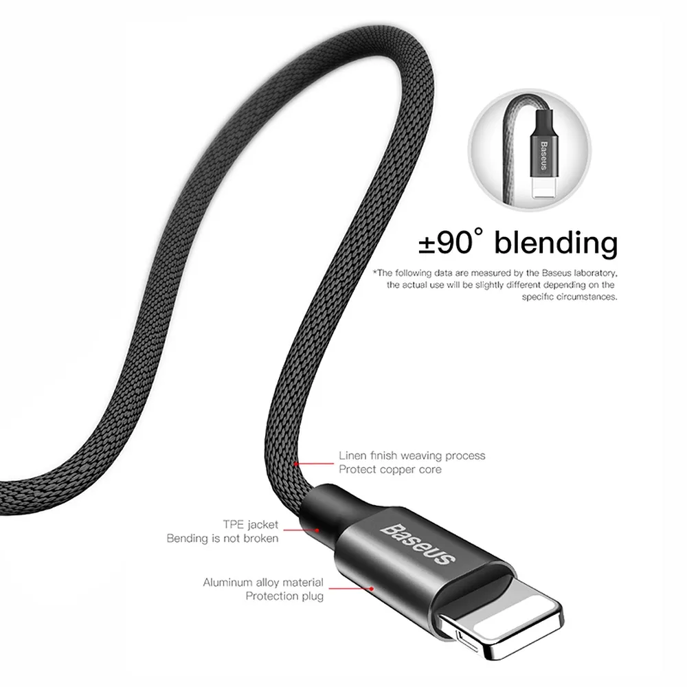 BASEUS cable USB A to Lightning 1,5A Yiven CALYW-C01 3 m black - Image 5