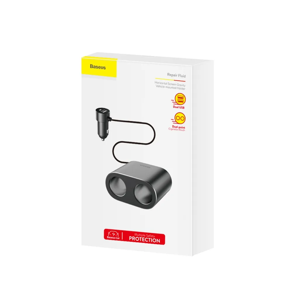 BASEUS car charger 2 x USB A + 2 x cigarette lighter 80W 3,1A CRDYQ-01 black - Image 7