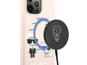 KARL LAGERFELD case for IPHONE 13 Pro KLHMP13LSSKCI (Ikonik Karl and Choupette + MAG) light pink