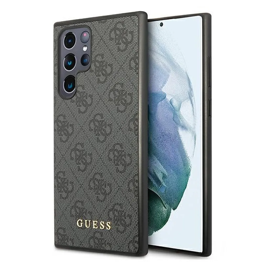 GUESS case for SAMSUNG S22 Ultra GUHCS22LG4GFGR (4G Metal Gold Logo) grey