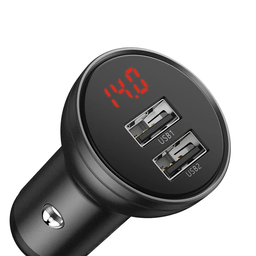 BASEUS car charger 2 x USB A with digital display 4,8A 24W CCBX-0G gray - Image 5