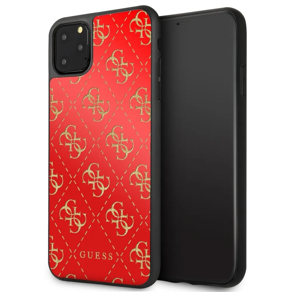 GUESS case for IPHONE 11 Pro Max GUHCN654GGPRE (4G Double Layer Glitter) red