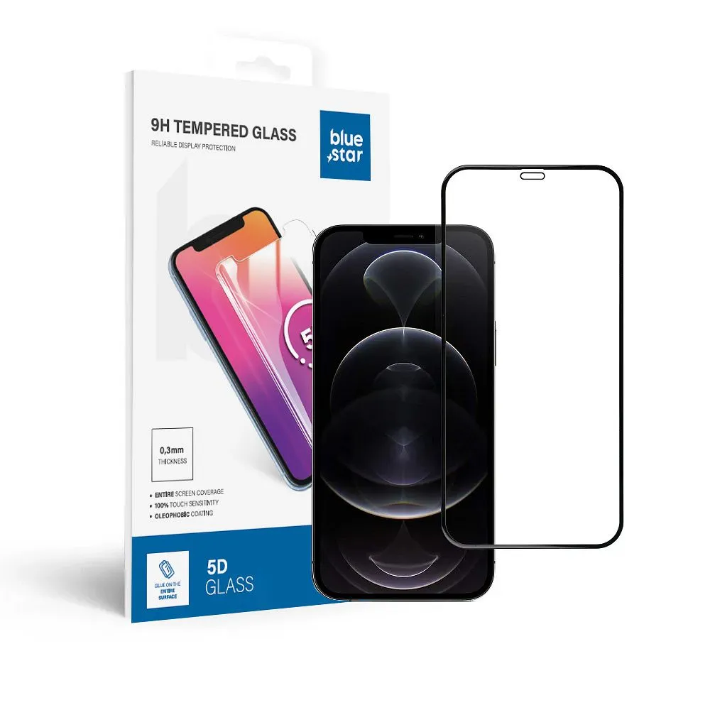 Tempered Glass Blue Star - APP IPHONE 12 Pro Max 5D Full Cover black - Image 7