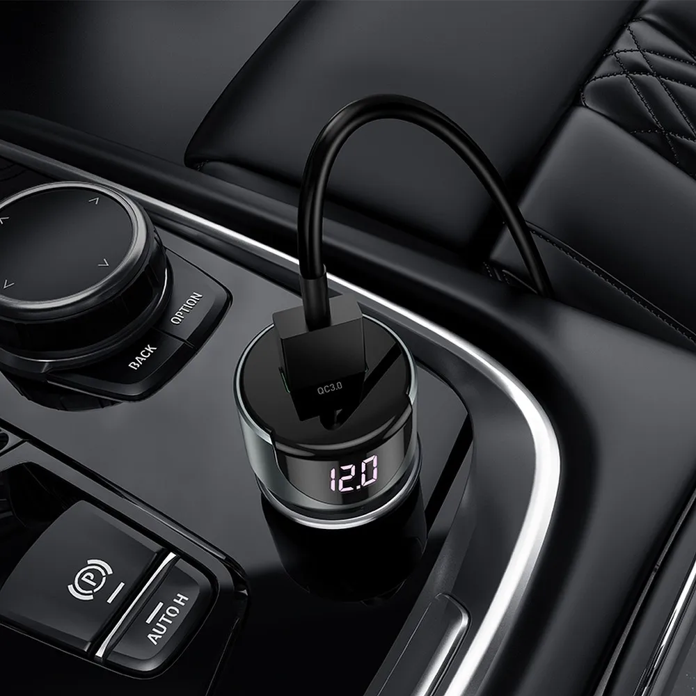 HOCO car charger USB A + Type C with digital display PD QC3.0 3A 20W Z42 metal grey - Image 3