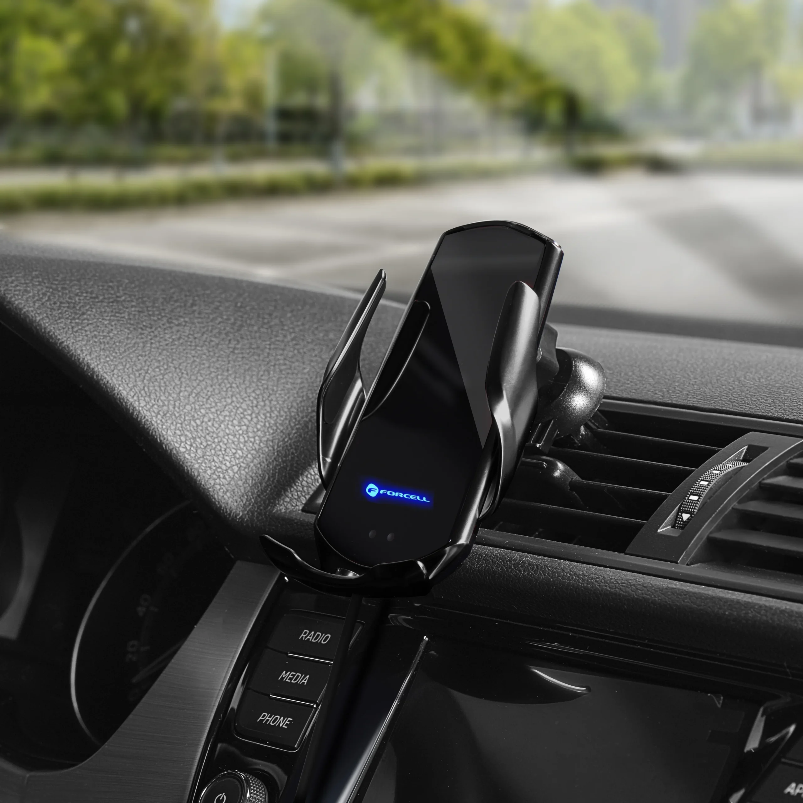 FORCELL car holder with wireless charging automatic sensor + magnetic adapters HS1 15W black - Image 17