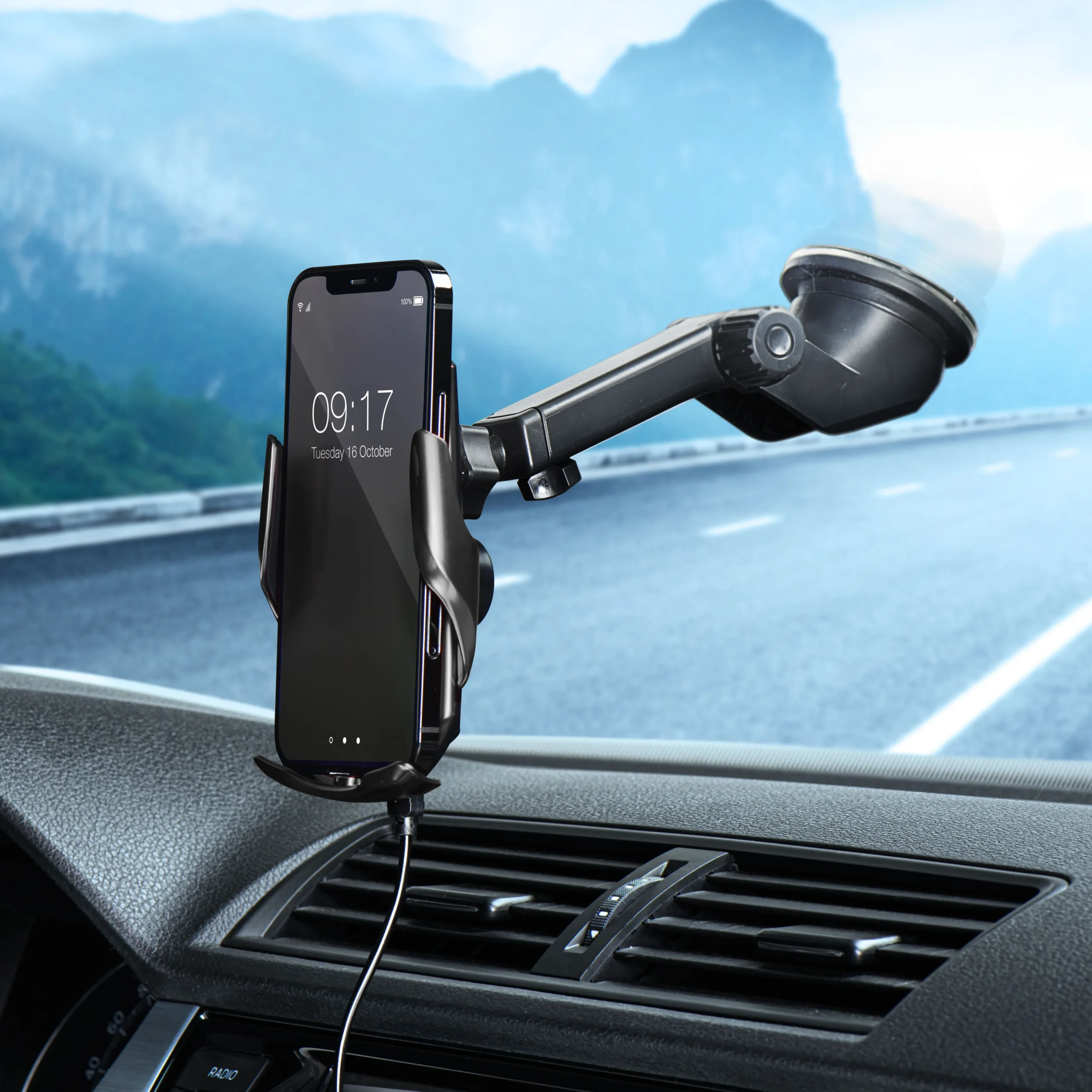 FORCELL car holder with wireless charging automatic sensor + magnetic adapters HS1 15W black - Image 15