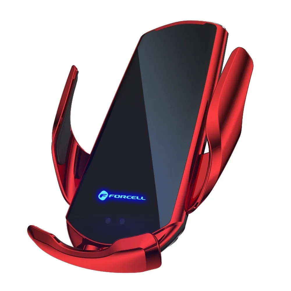 FORCELL car holder with wireless charging automatic sensor + magnetic adapters HS1 15W red - Image 4