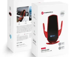 FORCELL car holder with wireless charging automatic sensor + magnetic adapters HS1 15W red
