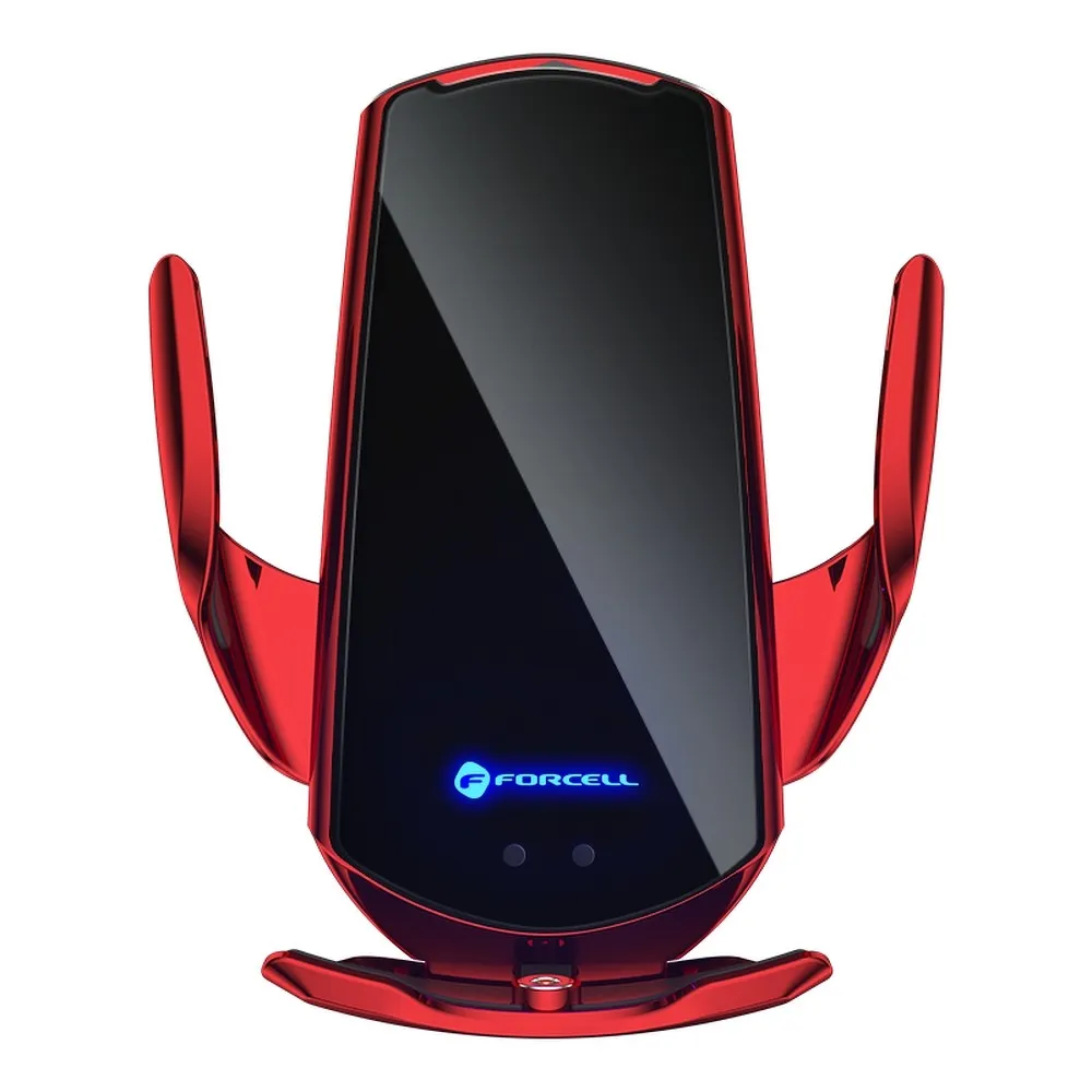 FORCELL car holder with wireless charging automatic sensor + magnetic adapters HS1 15W red - Image 3