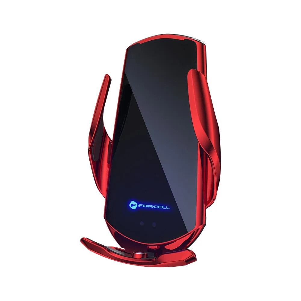 FORCELL car holder with wireless charging automatic sensor + magnetic adapters HS1 15W red - Image 8