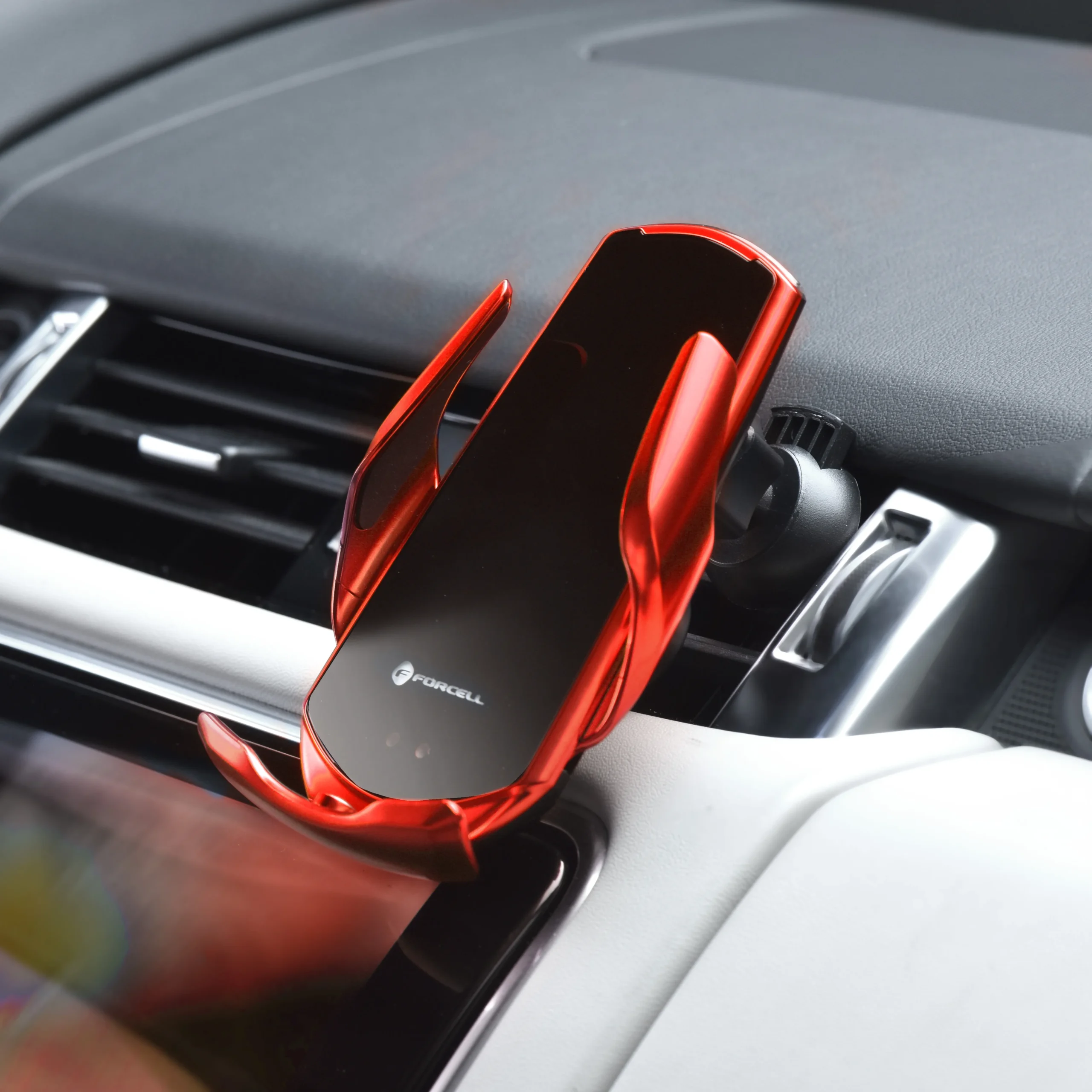 FORCELL car holder with wireless charging automatic sensor + magnetic adapters HS1 15W red - Image 16