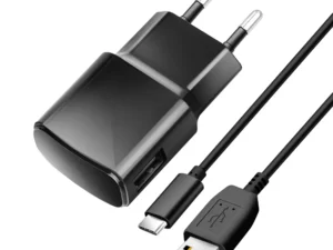 Blue Star USB-A 2A 10 W-os telefon-töltő + USB-A–USB-C kábel, TFK-TC-1100B, fekete