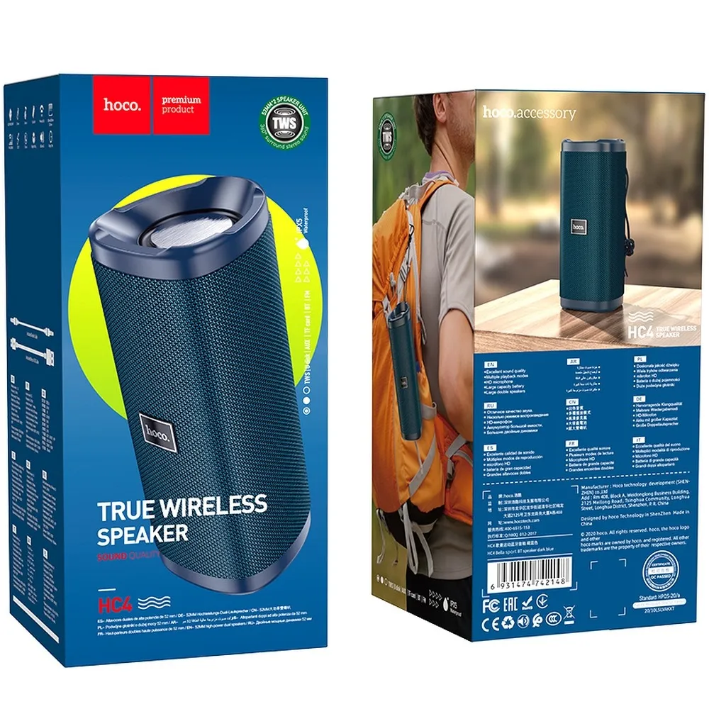 HOCO wireless speaker bluetooth HC4 blue - Image 4