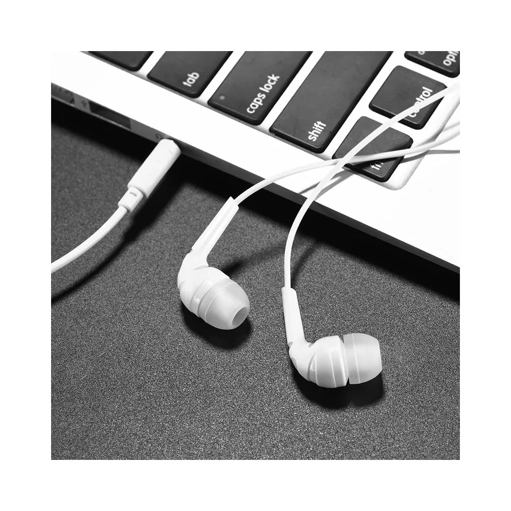 HOCO wire earphones Jack 3,5 mm with microphone M40 white - Image 2