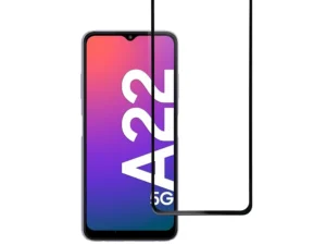 Tempered Glass Blue Star  - SAMSUNG A22 LTE Full Face (full glue with frame/small size) - black Tempered Glass Blue Star