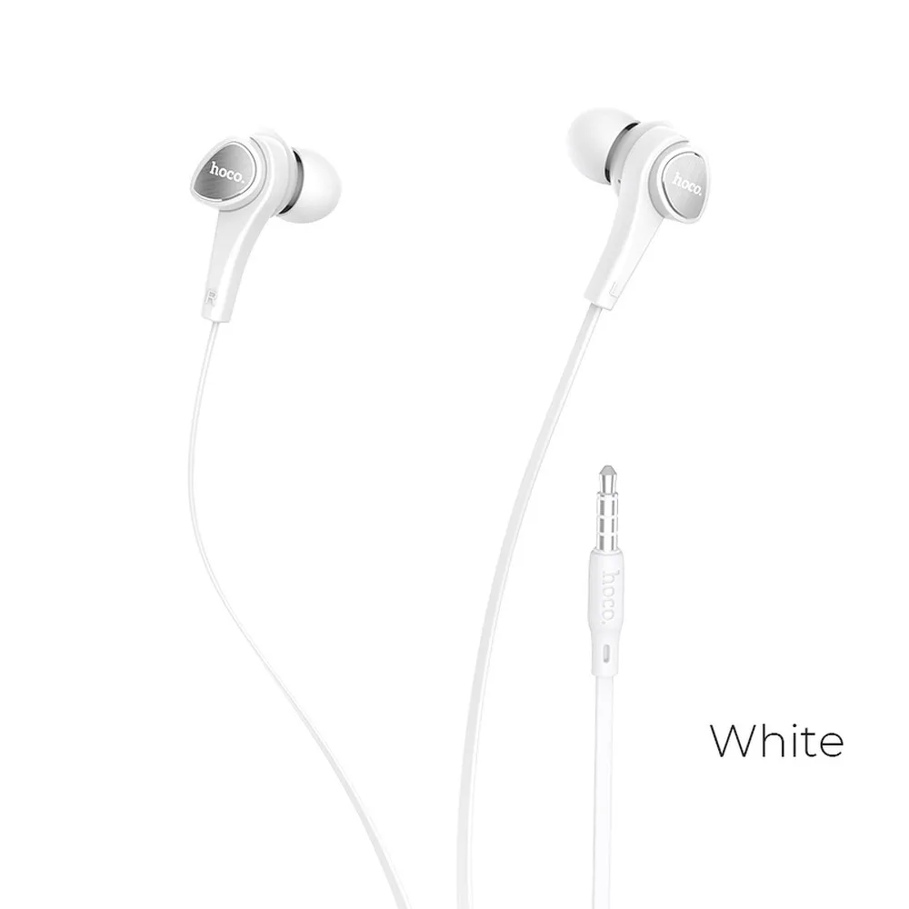 HOCO wire earphones Jack 3,5 mm with microphone M66 white - Image 3