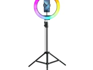 LED Ring Stream RGB lamp 12" FULL COLOR with holder for mobile + tripod black