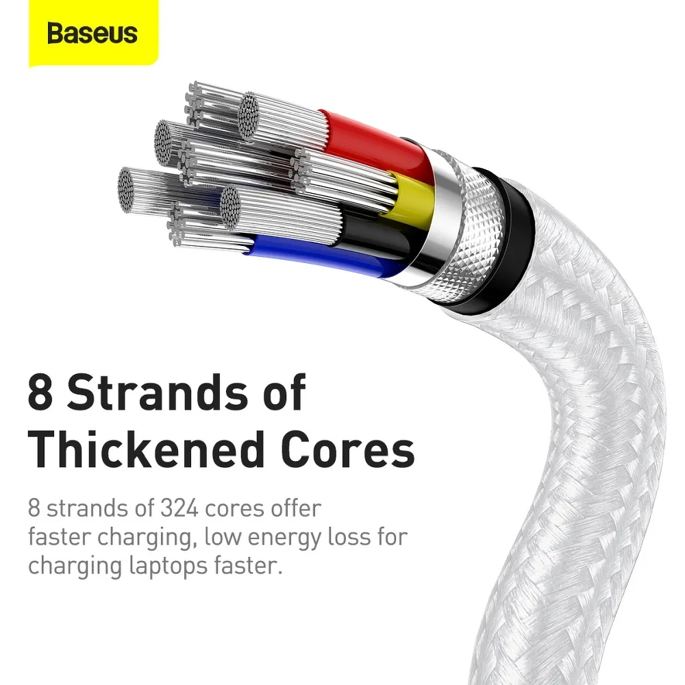 BASEUS cable Type C to Type C PD 5A 100W Cafule CATJK-D02 2 m white - Image 7