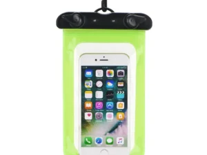 Waterproof bag for mobile phone with plastic closing green