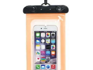Waterproof bag for mobile phone with plastic closing orange