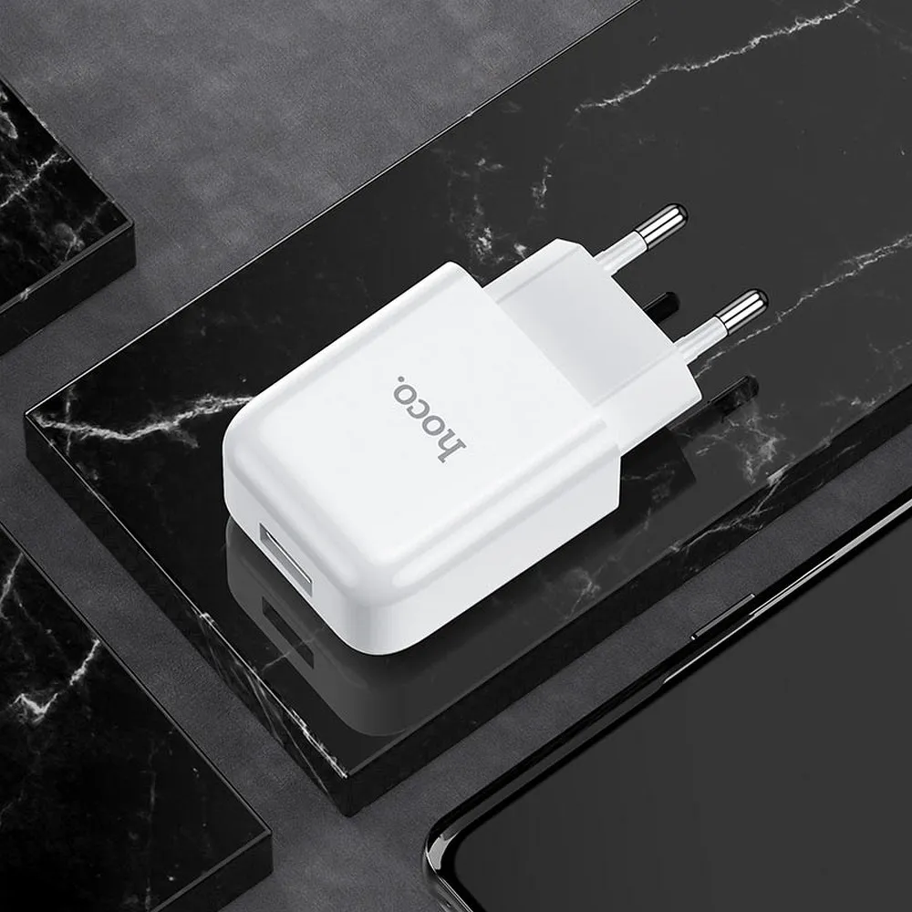 HOCO travel charger USB A + cable USB A to Type C 2.1A N2 white