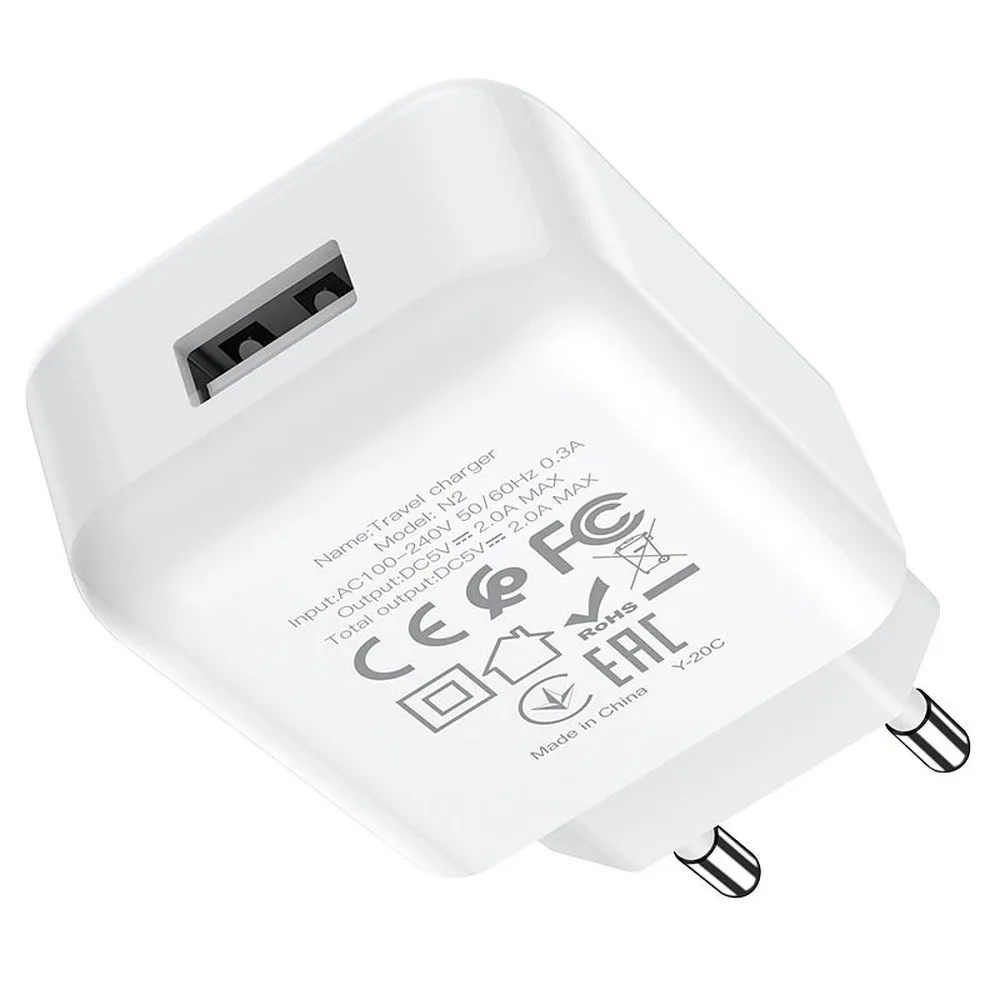 HOCO travel charger USB A + cable USB A to Type C 2.1A N2 white - Image 6