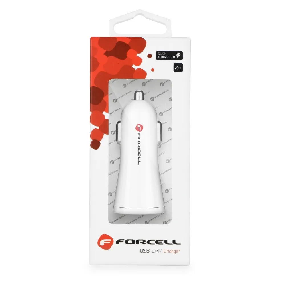 FORCELL F-ENERGY TFK-CC-095 autós töltő, USB-A, QC3.0, 2,4 A, fehér
