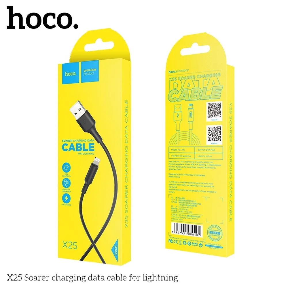 HOCO cable USB A to Lightning 2A X25 1 m black - Image 6
