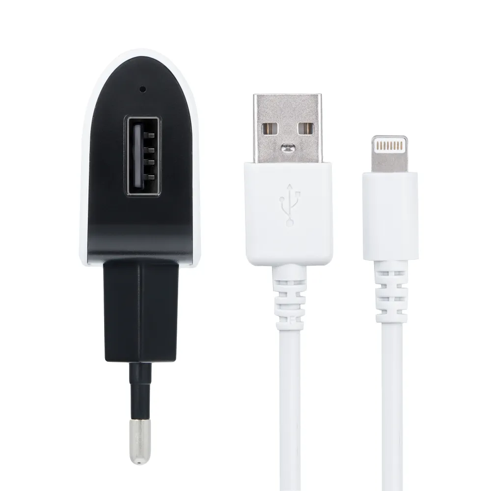 FORCELL F-ENERGY U19 travel charger USB A + cable USB A to Lightning 1A 5W white black - Image 2