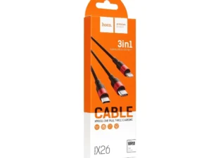 HOCO cable 3in1 USB A to Lightning / Micro USB / Type C 2A X26 1 m black red