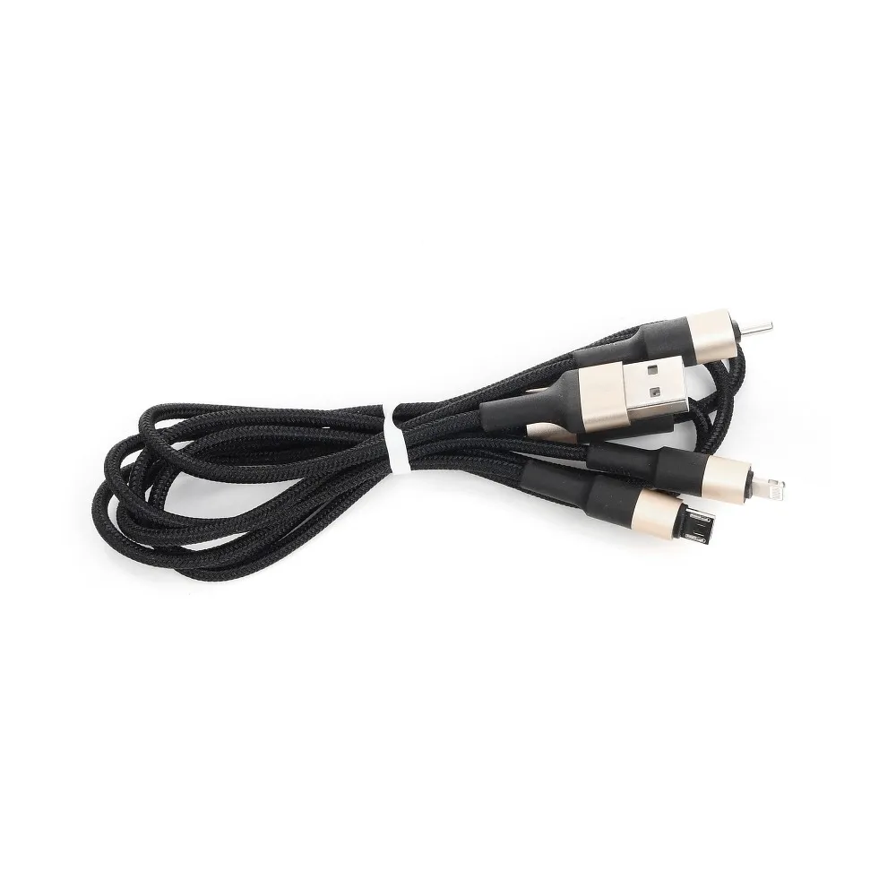 HOCO cable 3in1 USB A to Lightning / Micro USB / Type C 2A X26 1 m black gold - Image 2