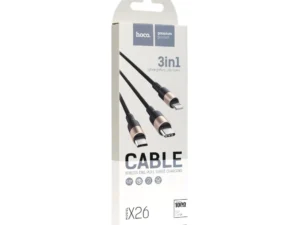HOCO cable 3in1 USB A to Lightning / Micro USB / Type C 2A X26 1 m black gold
