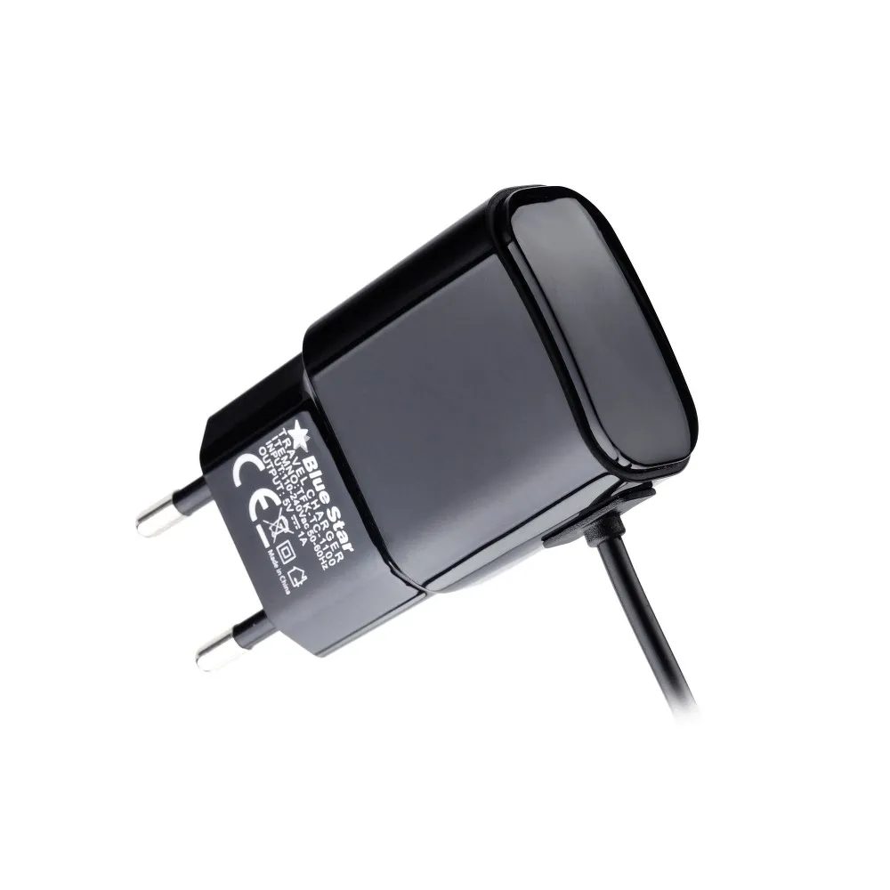 BLUE STAR utazótöltő 2 A, 10 W, kábellel (Micro USB), TFK-TC-1100B, fekete