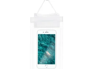 Waterproof bag for mobile phone with zipper closing white