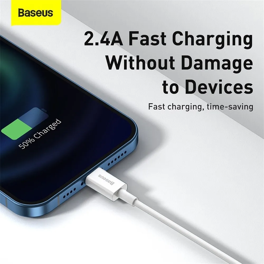 BASEUS cable USB A to Lightning 2,4A Superior CALYS-A02 1 m white - Image 6