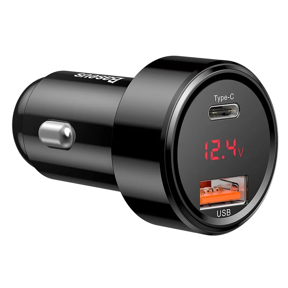BASEUS car charger USB A + Type C with digital display PD3.0 QC4.0 3A 45W CCMLC20C-01 black - Image 2