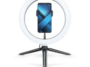 LED Ring Stream RGB lamp 10" with holder for mobile + tripod black
