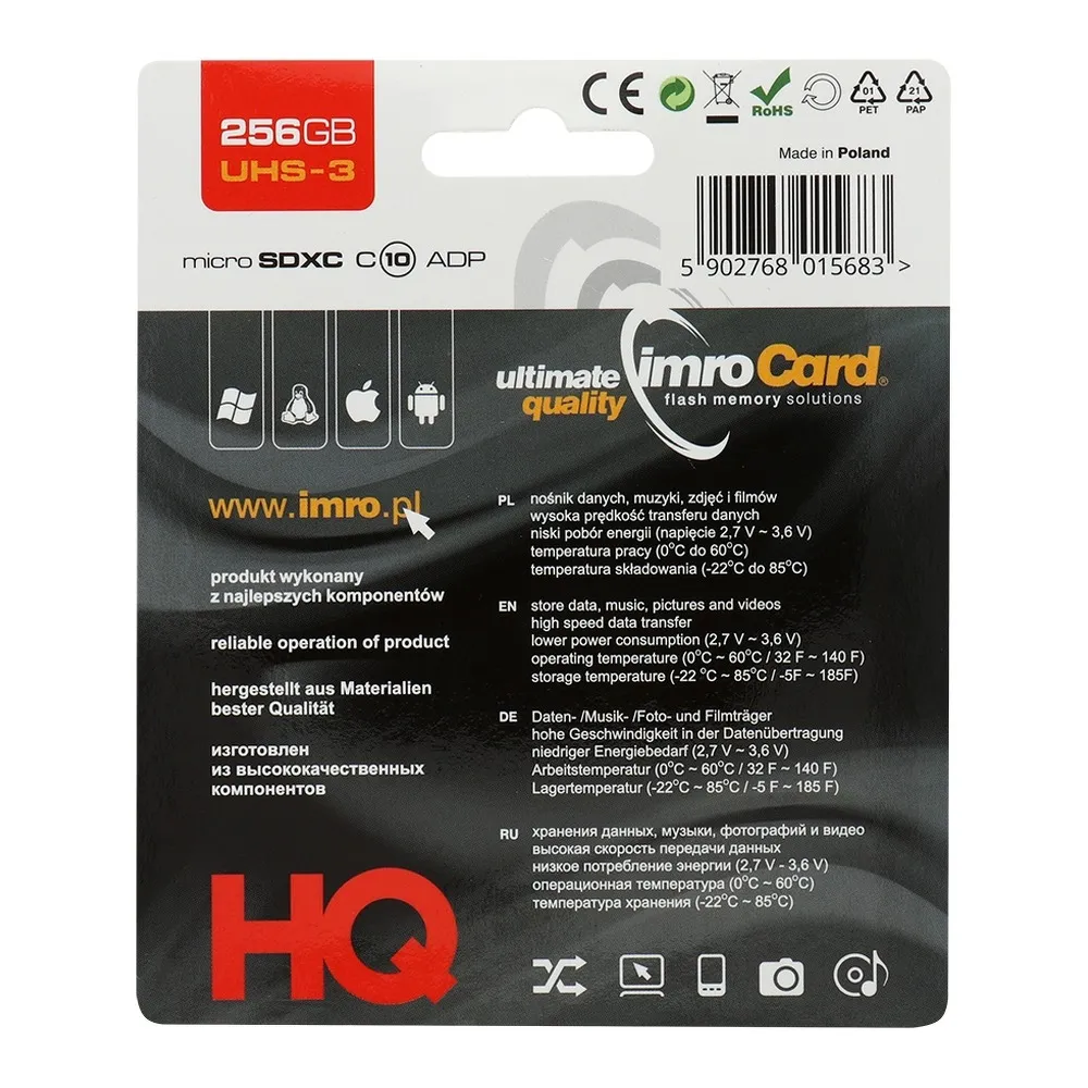 IMRO memory card microSD 256GB 100MB/s class 10 UHS 3 with adapter SD - Image 2